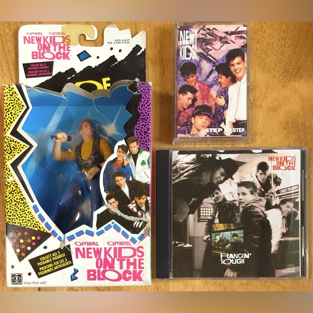 Vintage New Kids On The Block Cassette Tape, CD and Joe Figure.